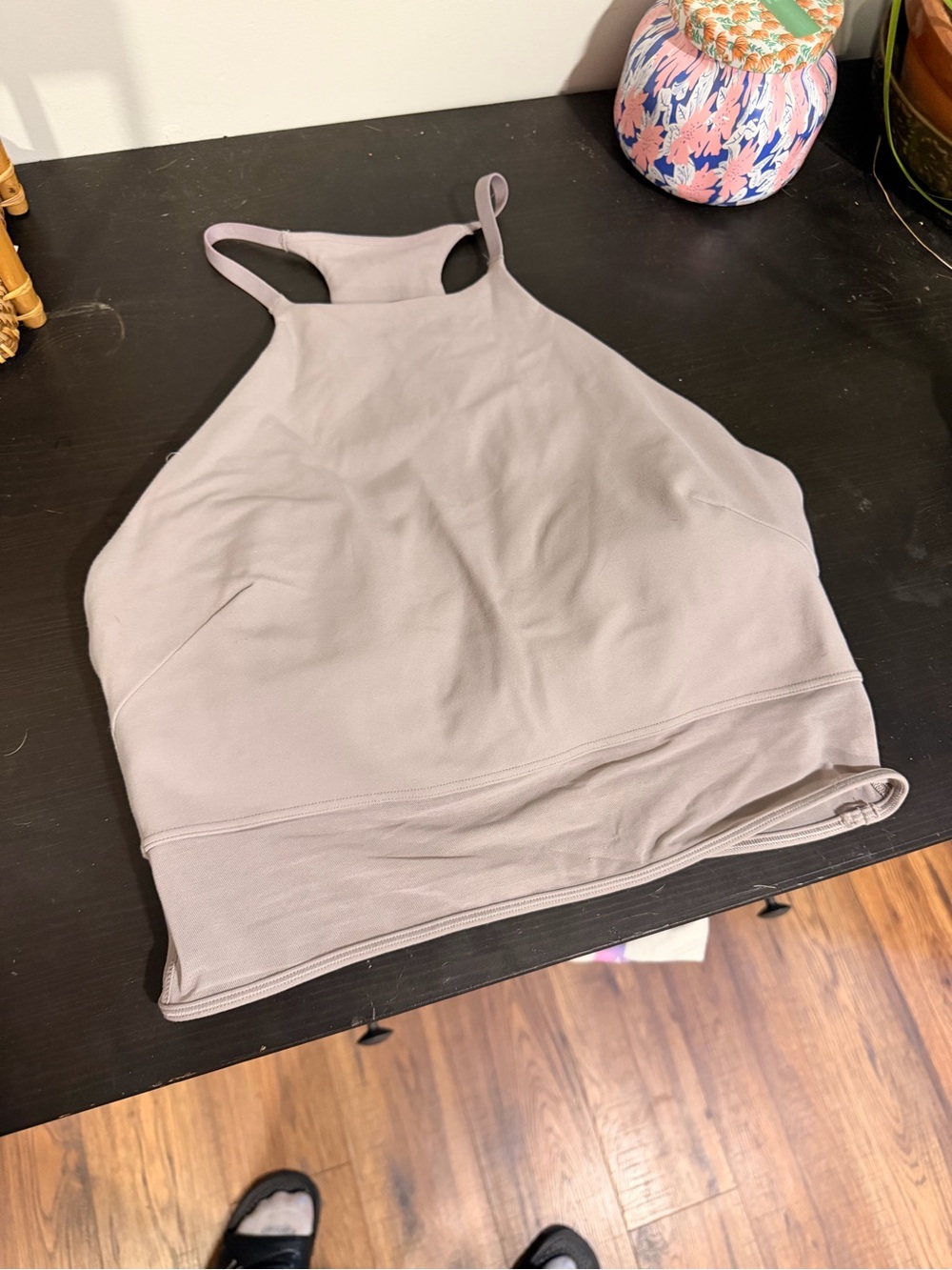 High Neck Cropped Tank Top in Light Taupe